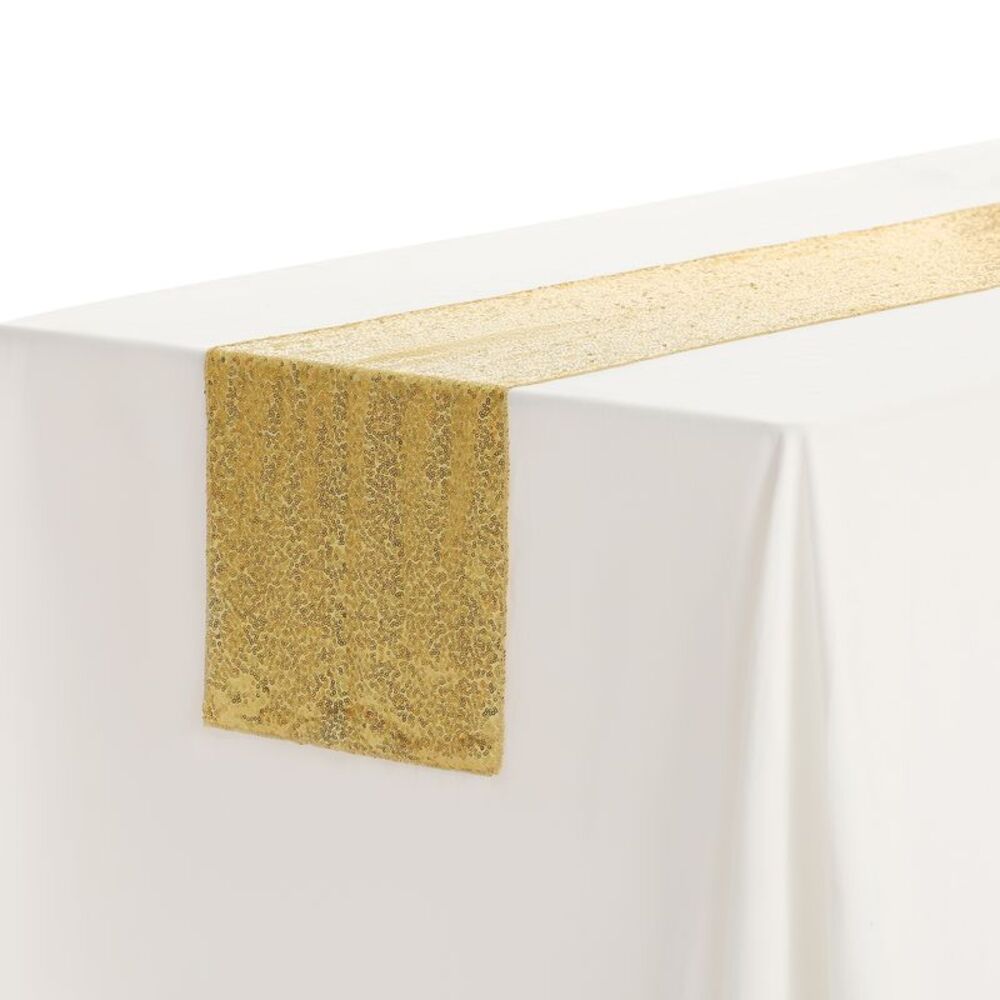 1 Pack Sparkly Sequin Table Runner 12x71 Inch Gold